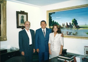 En Miraflores, con Hugo Chávez y Alicia Castro. Septiembre de 2002